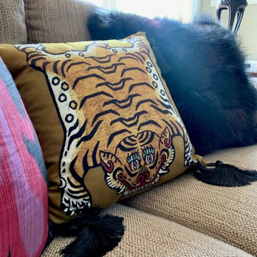 Vintage Tibetan Tiger Luxe Velvet Accent Cushion Statement Pillow Cover With Tassels 45 x 45cm (No Filling) photo review