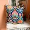 Colourful Boho Tribal Floral Embroidery 45 x 45cm Cushion Cover With Golden Tassels Accessories Bedroom Cushion Covers Interior Decorations Living Room Feel Good Decor