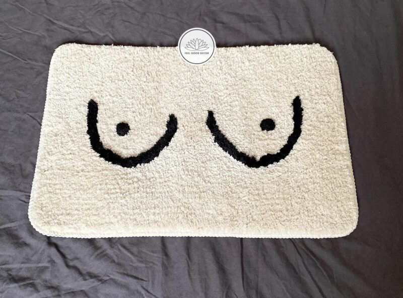 Girl Power Boobs Hand Tufted Bath Mat-feel-good-decor-1