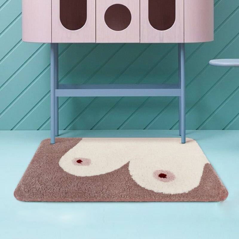 Girl Power Boobs Non-Slip Floor Mat Bath Mat Bathroom Bedroom Living Room Rugs & Mats Feel Good Decor