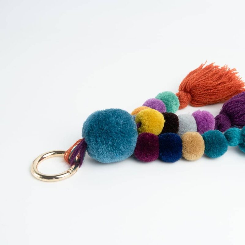 Large Handmade Boho Bag Charm Key Ring with Pom Poms and Tassels Accessories Feel Good Decor