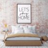 Let’s Stay Home Black White Quote Scandi Art Print Canvas