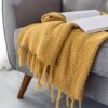 Mustard Yellow Throw With Tassels 130x160cm Blankets & Throws Feel Good Decor