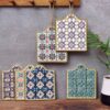 Patterned Ceramic Tile Coaster With Cork Backing Kitchen & Dining Feel Good Decor