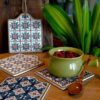 Patterned Ceramic Tile Coaster With Cork Backing Kitchen & Dining Feel Good Decor