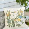 Vintage Daisies Ivory Beige Embroidery Cotton Linen Cushion Pillow Cover-feel-good-decor-0