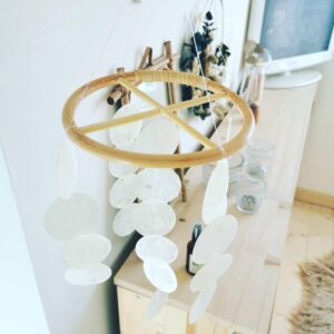 Handmade Rattan Mobile Wind Chime With Natural Capiz Shells photo review