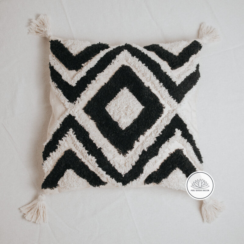 Black_Bohemian_Throw_Pillow_Cushion_Cover_With_Tufted_Geometric_Patterns_Feel_Good_Decor