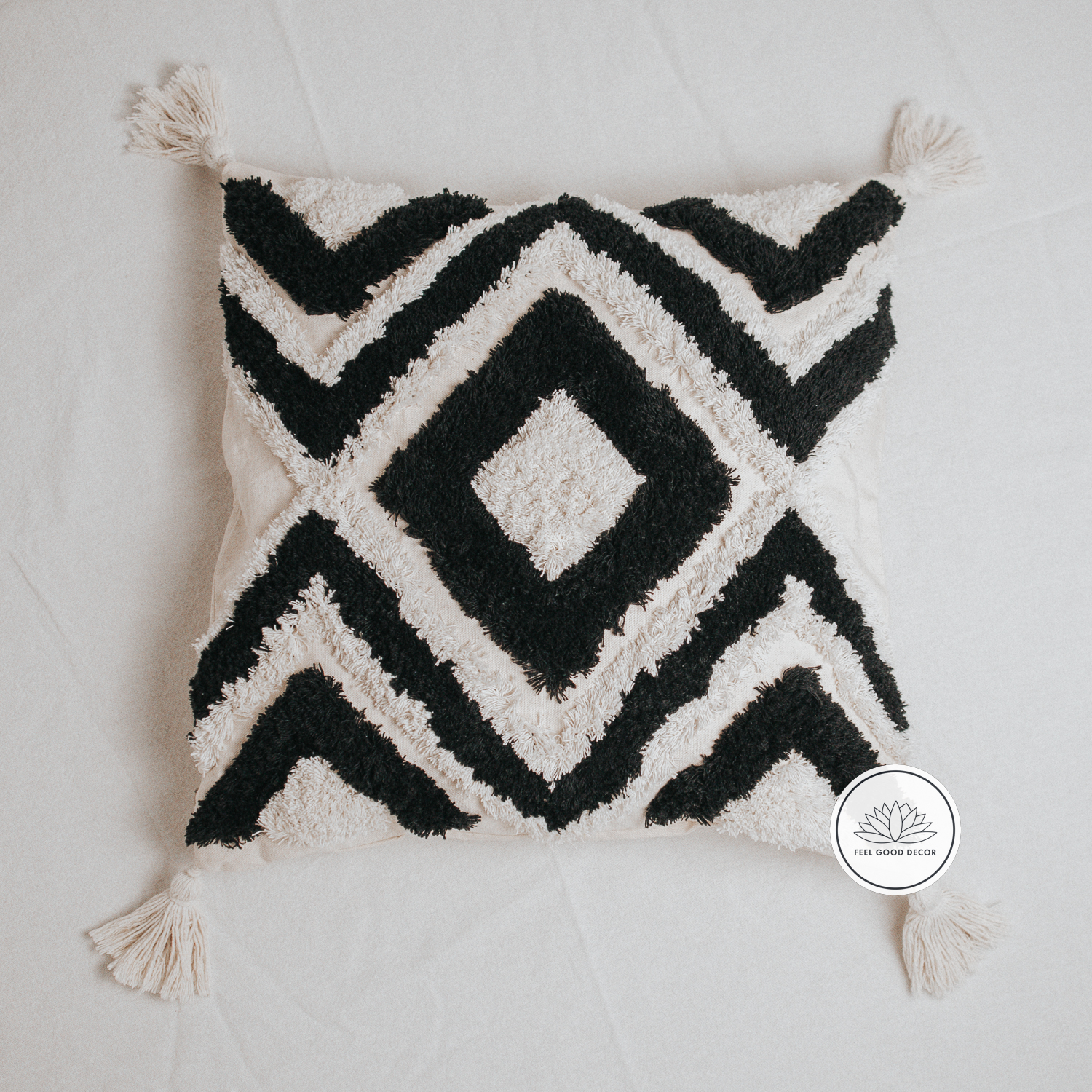 Black And White Cushion Covers Geometric Triangles, Stripe & World