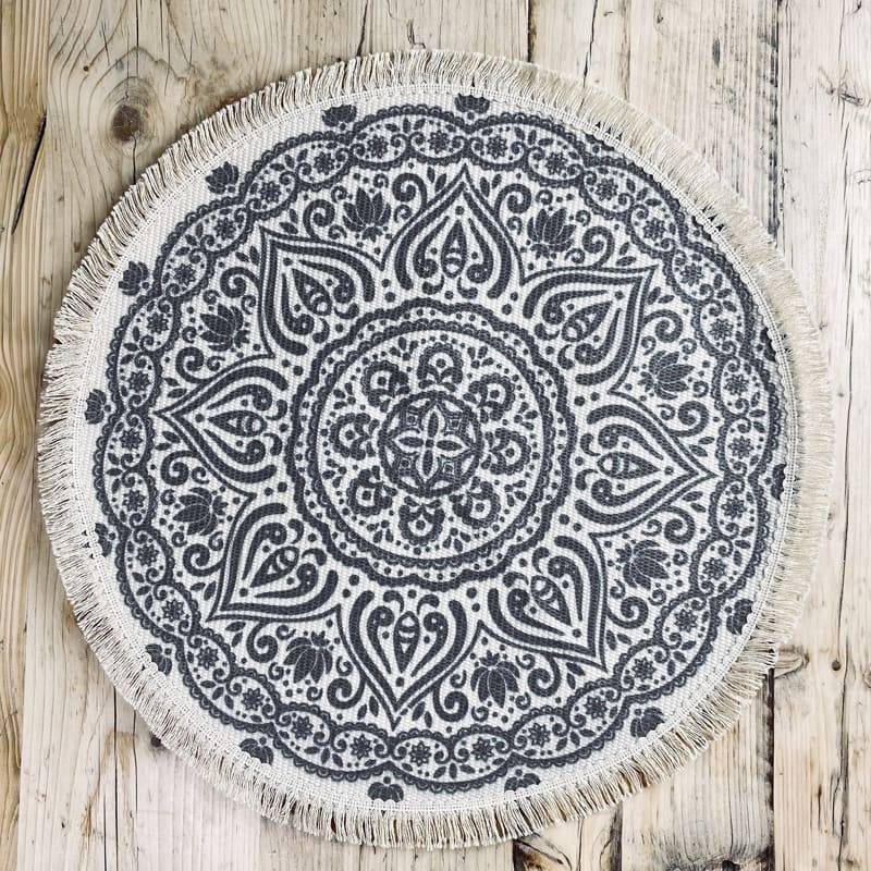 Boho Large Round Cotton Mat With Fringe Bedroom Interior Decorations Living Room Rugs & Mats Feel Good Decor