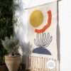 Boho Sun and Cactus Large Wall Hanging Cotton Tapestry With Tassels-feel-good-decor