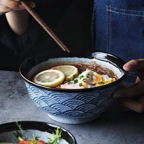 Hand-painted and Hand-glazed Japanese Ceramic Ramen Bowl with Classic ...