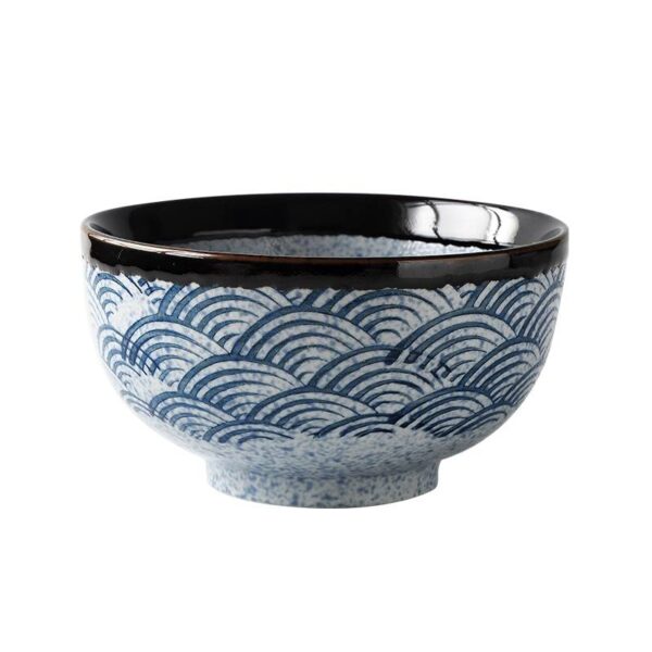Handpainted and Handglazed Japanese Ceramic Ramen Bowl with Classic
