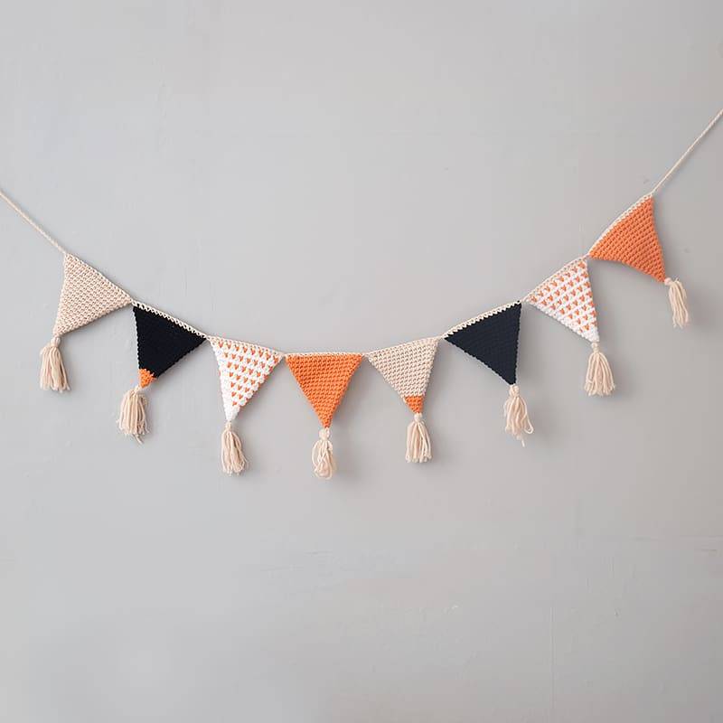 Various lengths. Hand Crafted Fabric Bunting in Orange Check and Peach