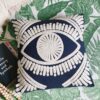 Navy Blue Boho Eye Embroidery Cushion Cover-feel-good-decor
