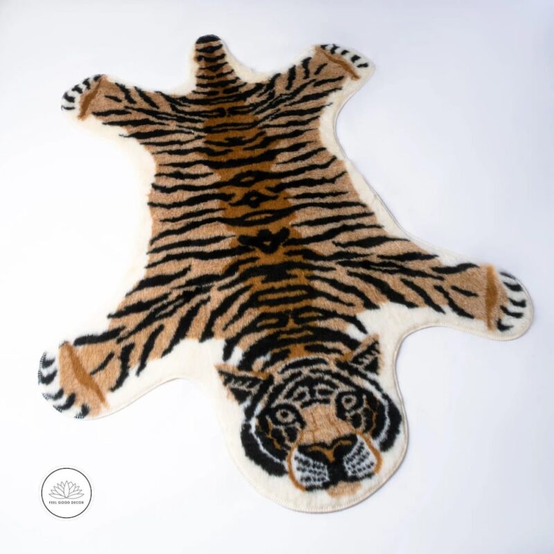 Small Decorative Faux Tiger Skin Area Rug Floor Mat-feel-good-decor