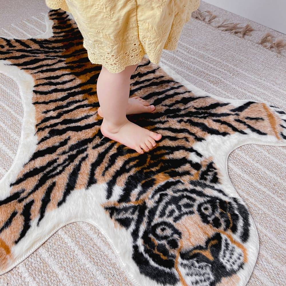 Small Decorative Faux Tiger Skin Area Rug Floor Mat 80 x 108cm