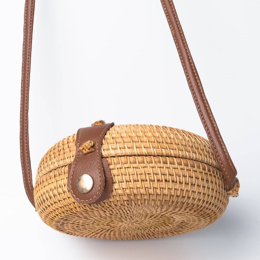 Handmade Round Crossbody Bag with Tribal Woven, Boho Crossbody Bag