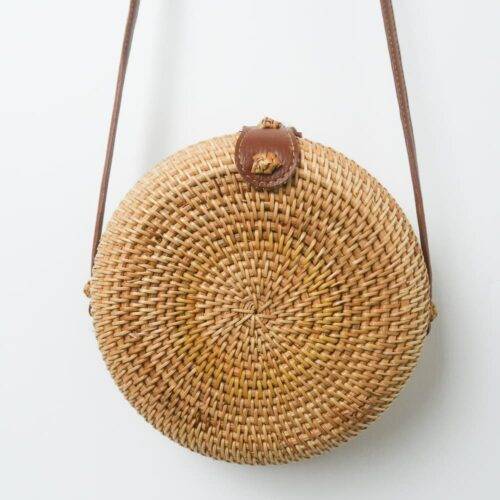 Boho Handmade Rattan Round Small Crossbody Bag - Feel Good Decor