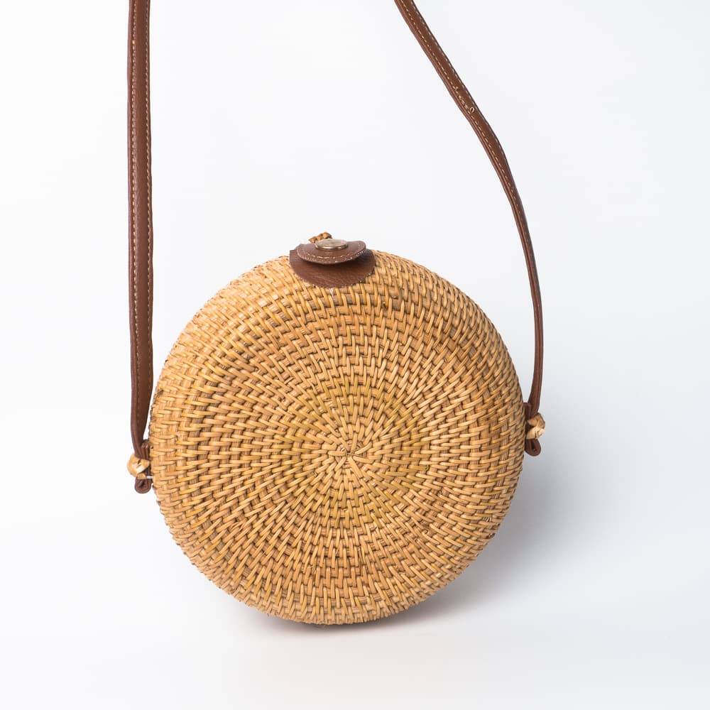 Woven Messenger Bag Circle Casual Handbags Summer Beach Round Handmade  Rattan | eBay