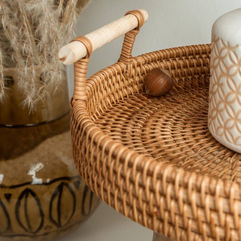 Boho Handmade Round Rattan Tray Rattan & Natural Materials Tableware & Serveware Storage & Organisers Living Room Feel Good Decor