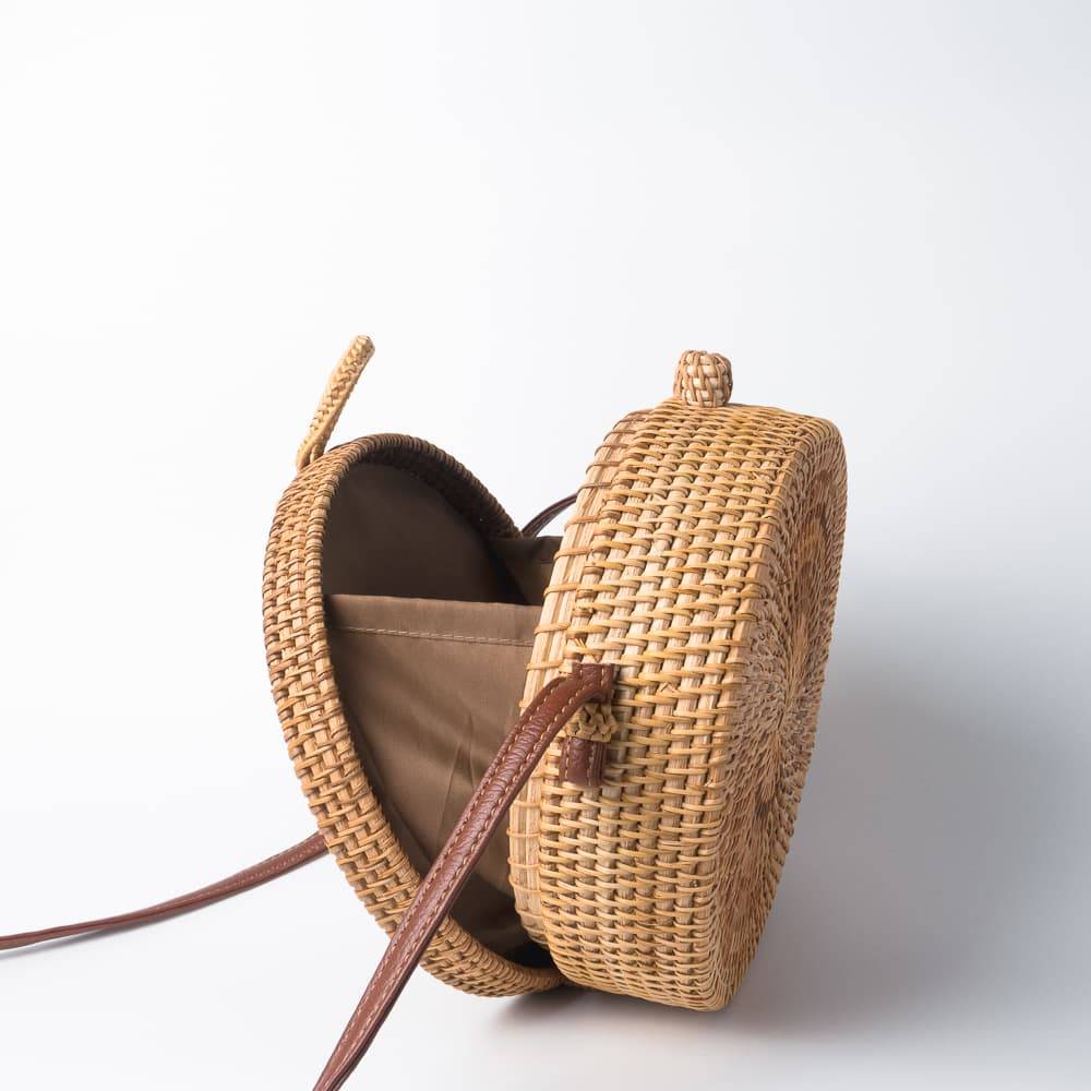 Boho Handmade Rattan Round Small Crossbody Bag - Feel Good Decor