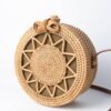 Boho Handwoven Natural Rattan Wicker Cross Body Bag With Sun Pattern Design Bags Rattan & Natural Materials Accessories New In Feel Good Decor
