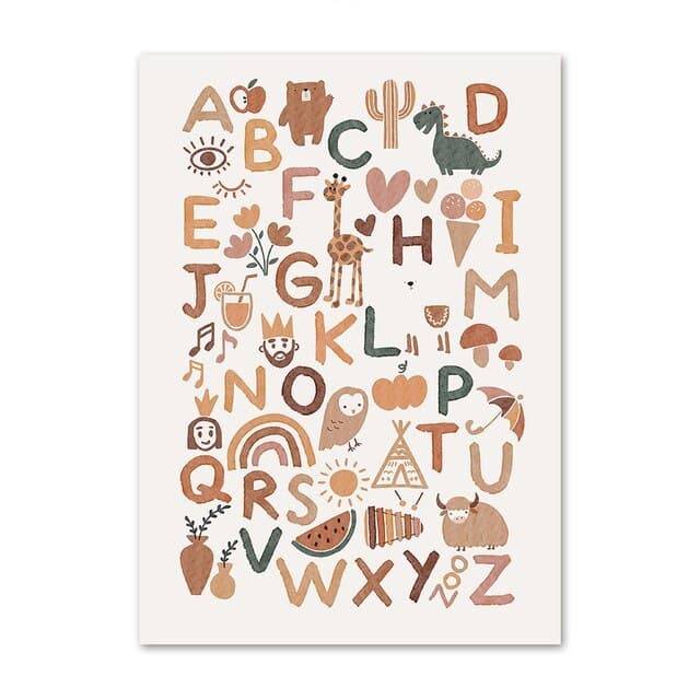 Boho Kids Animal Alphabet Art Print (No Frame) Wall Hangings Art Prints Kids Room Feel Good Decor