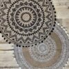 Boho Round Jute Placemat With Small Pom Poms Rattan & Natural Materials Rugs & Mats Wall Hangings Tableware & Serveware Kitchen & Dining New In Feel Good Decor