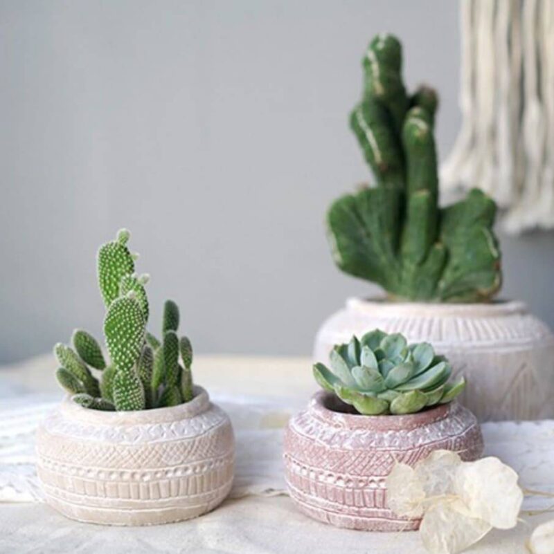 Handmade Boho Retro Cement Succulent Cactus Plant Pot Planters & Vases Living Room Bedroom Kitchen & Dining Bathroom Feel Good Decor