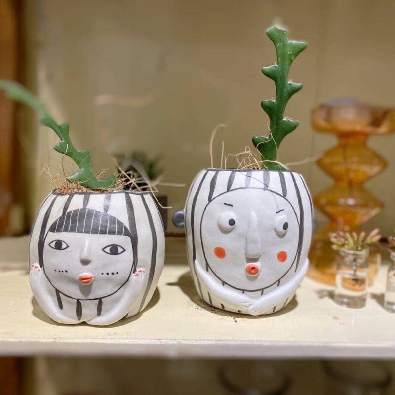 Handmade Cute Face Mini Cactus Succulent Ceramic Plant Pot Ceramics Planters & Vases Living Room Bedroom Kitchen & Dining Bathroom Feel Good Decor