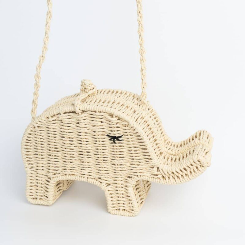Handmade Elephant Shaped Straw Bag Bags Rattan & Natural Materials Accessories Kids Room Feel Good Decor