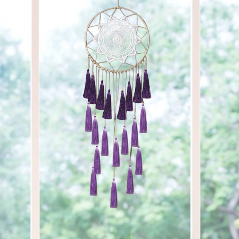 Handmade Macrame Dream Catcher With Gradient Purple Tassels Dream Catchers Wall Hangings Macrame Living Room Bedroom Feel Good Decor