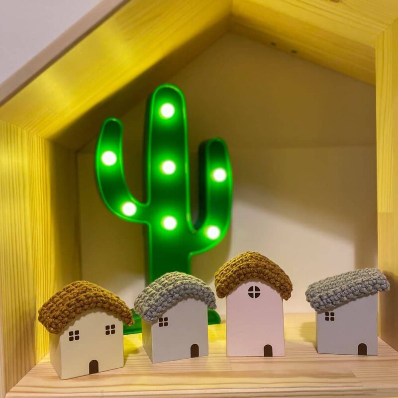 Handmade Miniature Wooden House Set (4 pieces) Kids Room Feel Good Decor