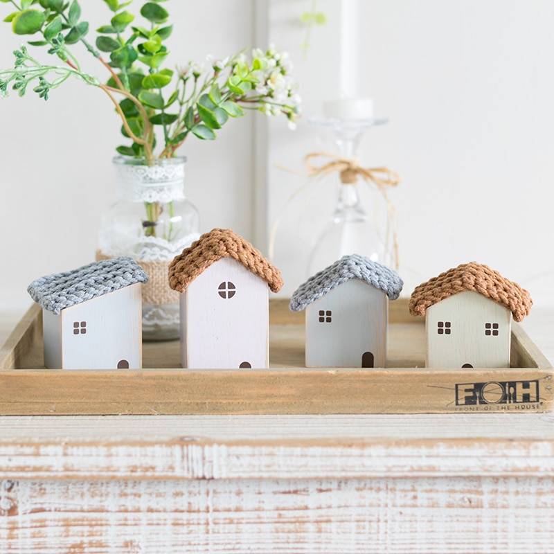Miniature Wooden House Set (4 pieces) Kids Room Feel Good Decor