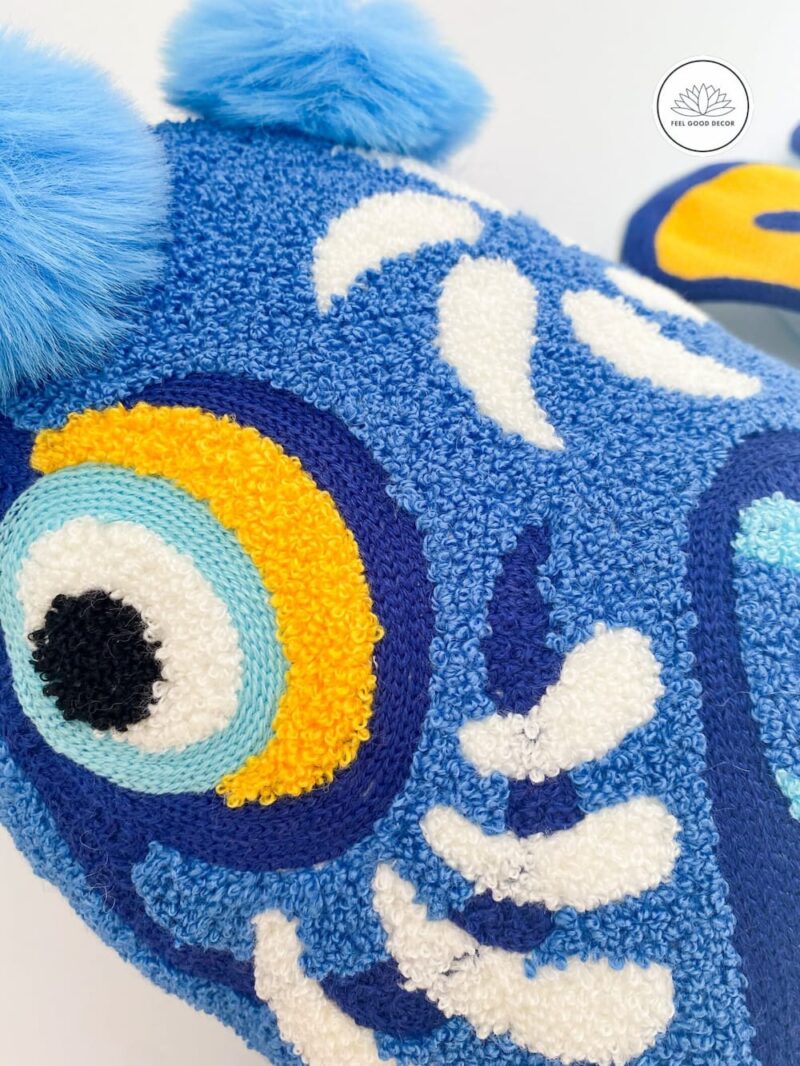 Retro Blue Lucky Koi Fish Pillow Cushion-feel-good-decor-1
