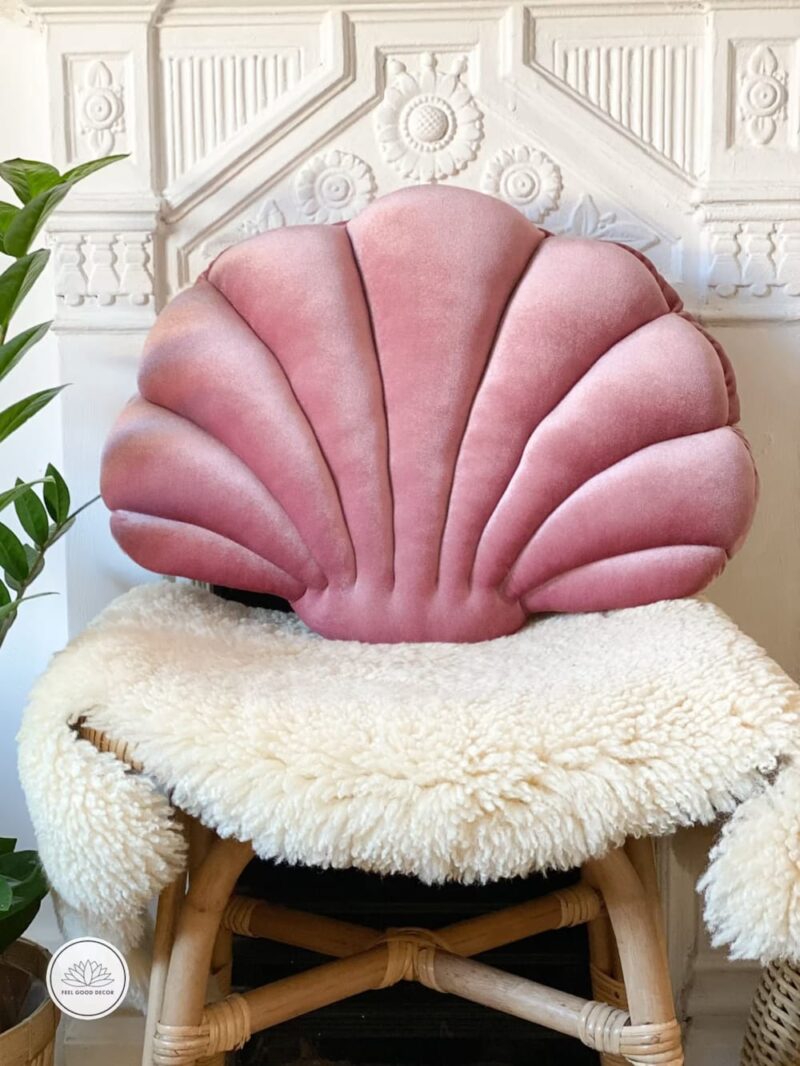 Rose Pink Sea Shell Pillow Cushion-feel-good-decor-2