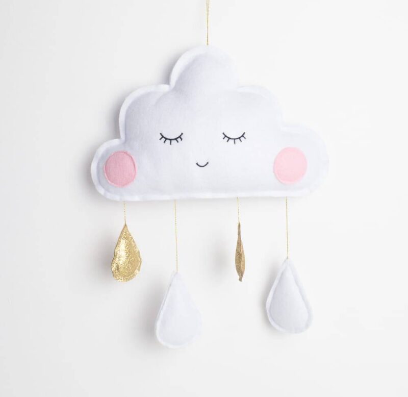 Smiling Cloud with Raindrops Wall Hanging For Kids Room Nursery Wall Hangings Kids Room Feel Good Decor