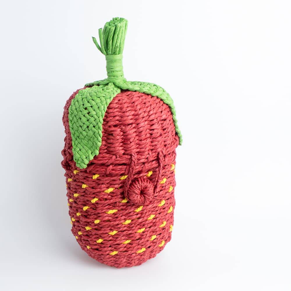 Strawberry Straw Wall Hanging Storage Basket Bag - Feel Good Decor