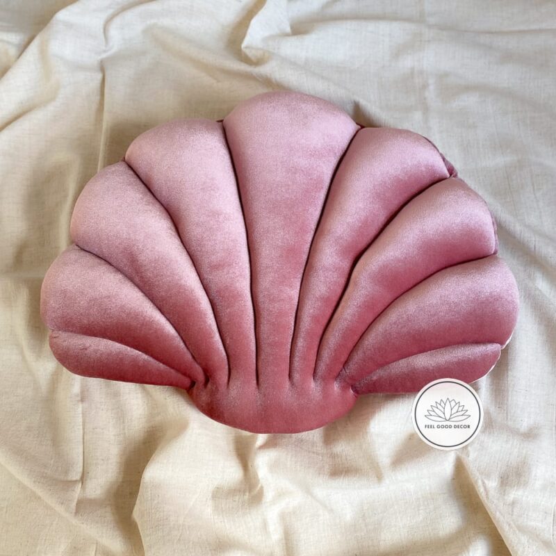pink shell shaped pillow feel good decor
