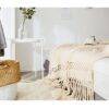 Boho Chunky Knit Throw Blanket With Handwoven Tassels 120x180cm Blankets & Throws Living Room Bedroom New In Feel Good Decor