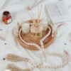 Handmade Boho Scandi Natural Wood Bead Garland With Jute Tassels-feel-good-decor
