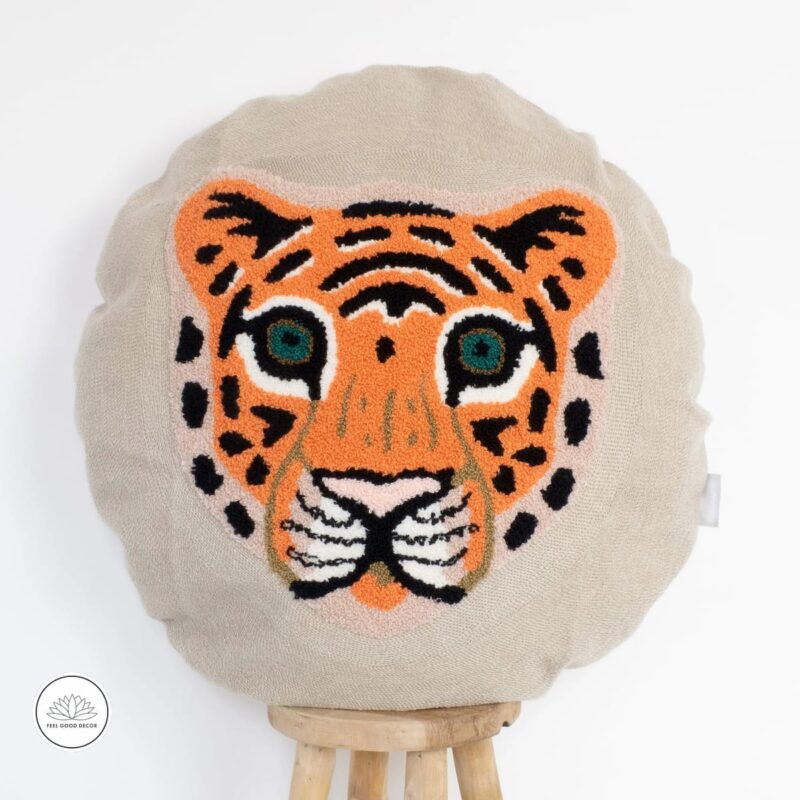 Orange-Tiger-Face-Embroidered-Round-Cushion-Cover-feel-good-decor