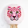 Pink Leopard Face Round Cushion Cover-feel-good-decor-1