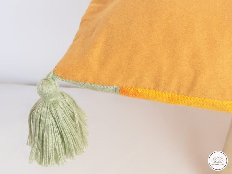 Sun Face Embroidery Cushion Cover With Tassels-2