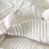 diamond-chenille-knitted-blanket-throw-with-pompoms