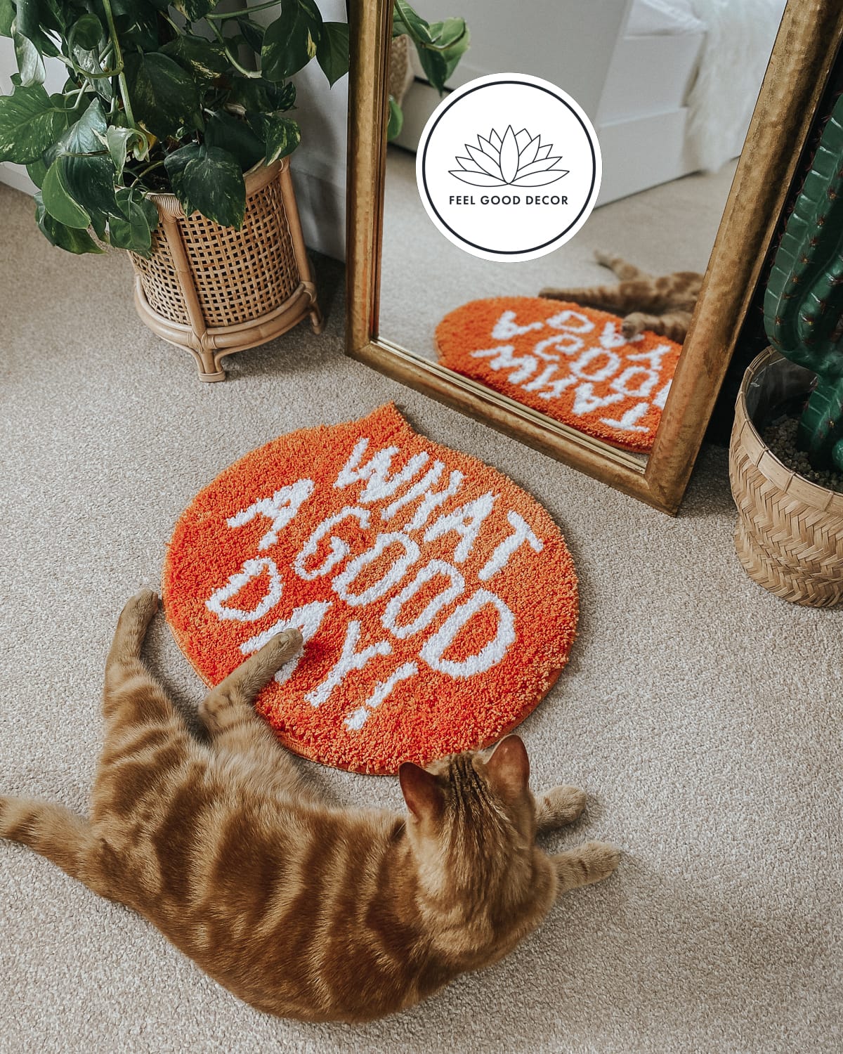 What A Good Day Positive Quote Decorative Orange Floor Mat Small Rug 45 x  50cm