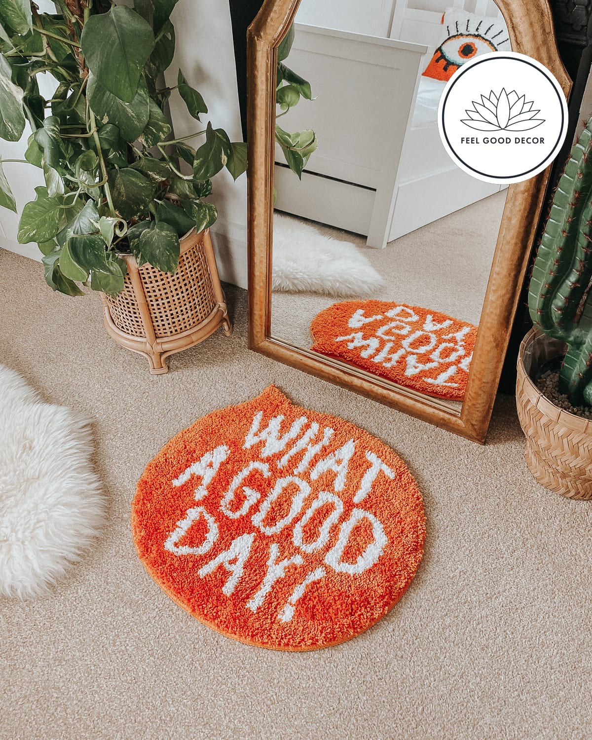 What A Good Day Positive Quote Decorative Orange Floor Mat Small Rug 45 x  50cm
