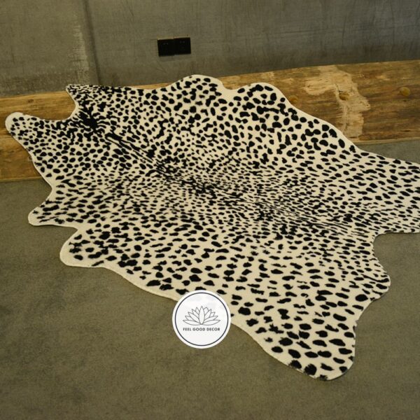 Large Retro Short-pile Faux Snow Leopard Jaguar Cheetah Print Hide Rug ...