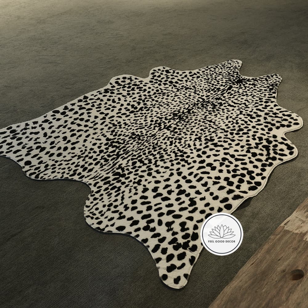 Large Retro Short-pile Faux Snow Leopard Jaguar Cheetah Print Hide